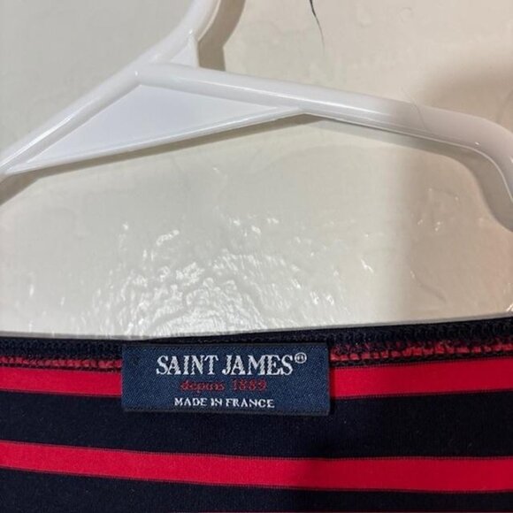 Saint James Shirt Womens 4 Navy Red Breton Stripe Long Sleeve Made in France - Picture 3 of 10
